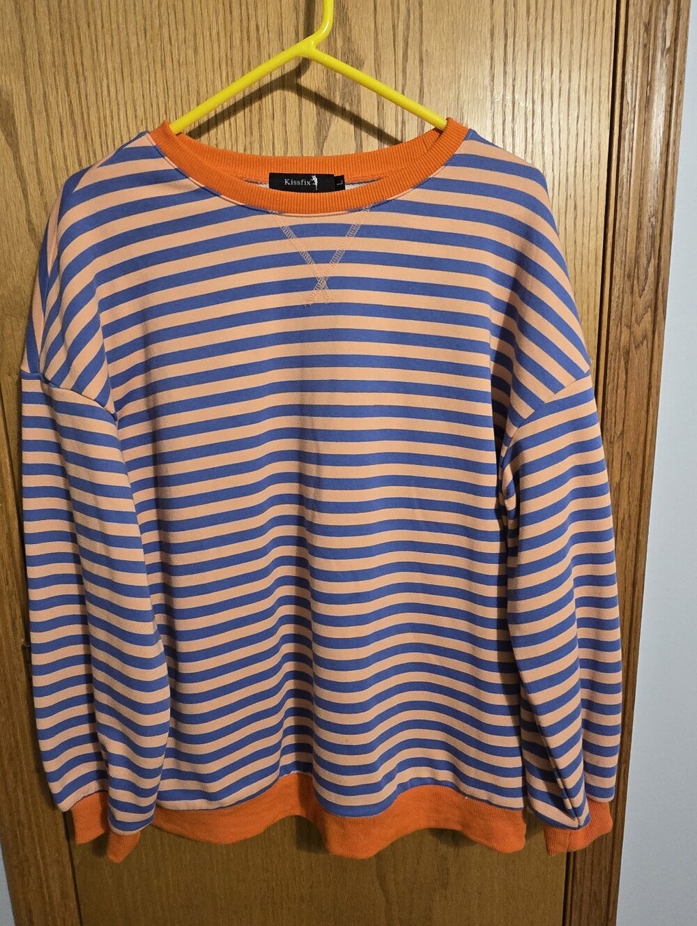 Kissfix Striped Crewneck Sweatshirt - Peach & Periwinkle